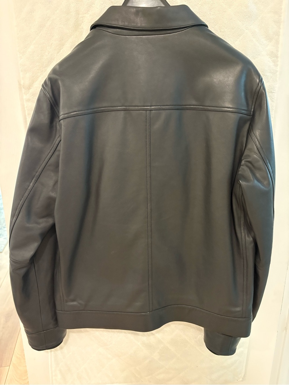 Theory Black Leather Zip Bomber Jacket - Picture 8 of 8